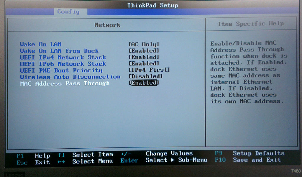 Screenshot: ThinkPad Setup
