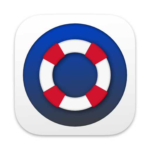 Zu sehen ist das Logo der iSOC-App: Ein Rettungsring auf blauem Kreis.