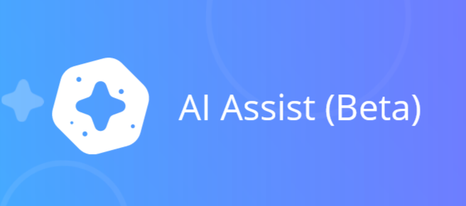 Icon von AI Assist Beta auf blauem Grund; weißer Stern
